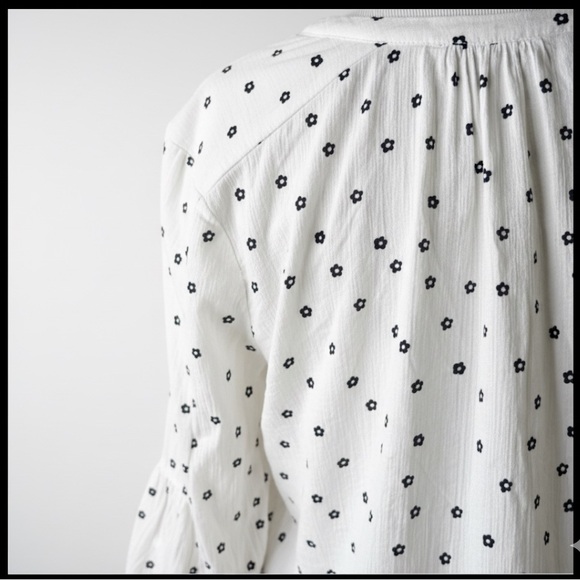 Boden Gauzy Tassel Tie Neck Boho Top Womens Size 4 White Floral - Picture 4 of 8